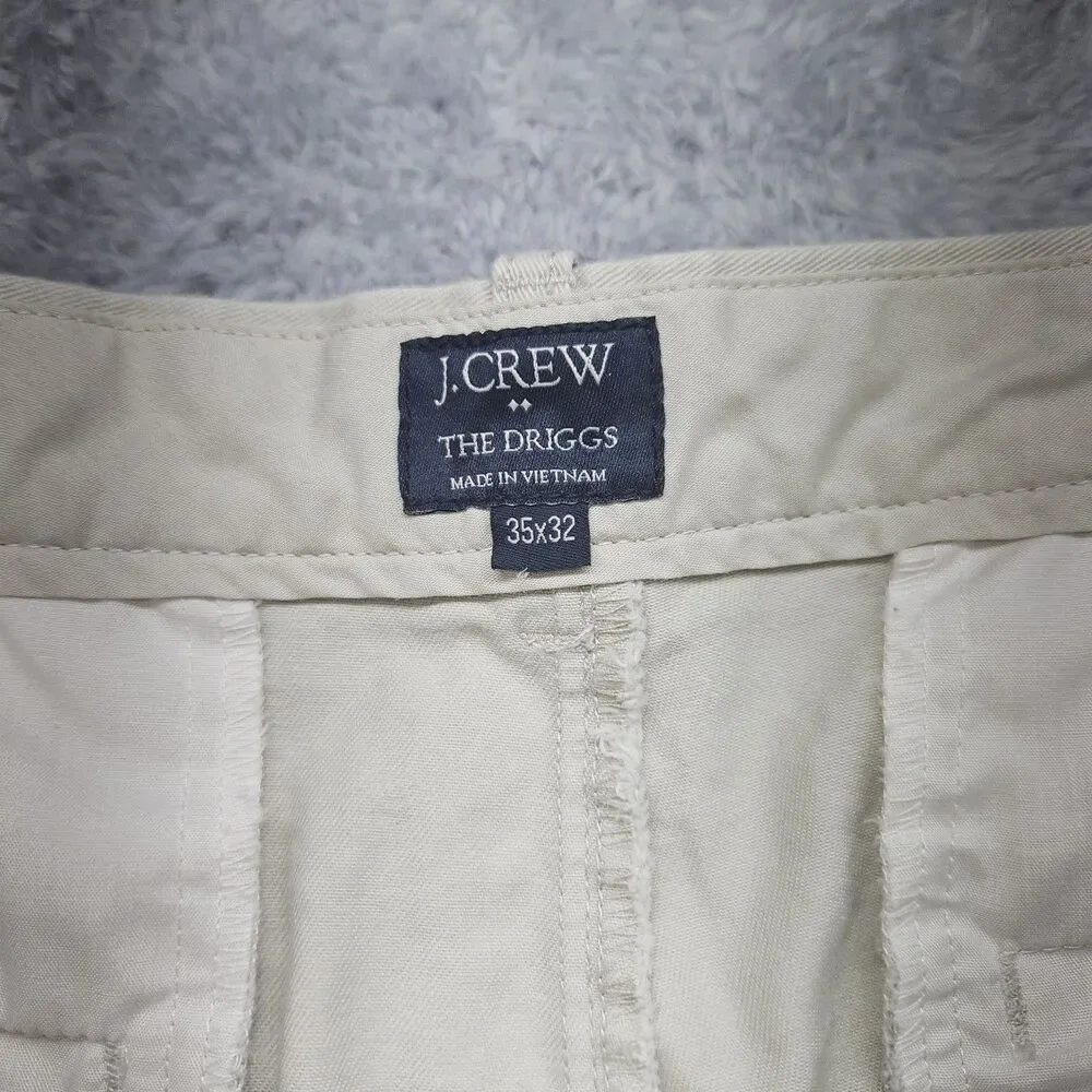 J.Crew Mens Beige The Driggs Chino Pants 35x32 Khaki Preppy Classic